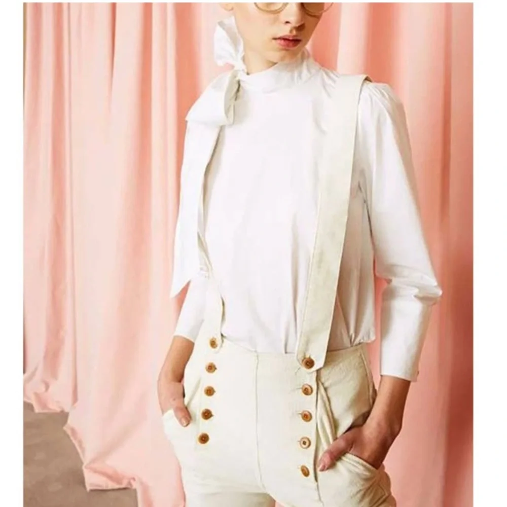 ULLA JOHNSON Penelope Poplin Blouse Button Accents 6 - Picture 5 of 14
